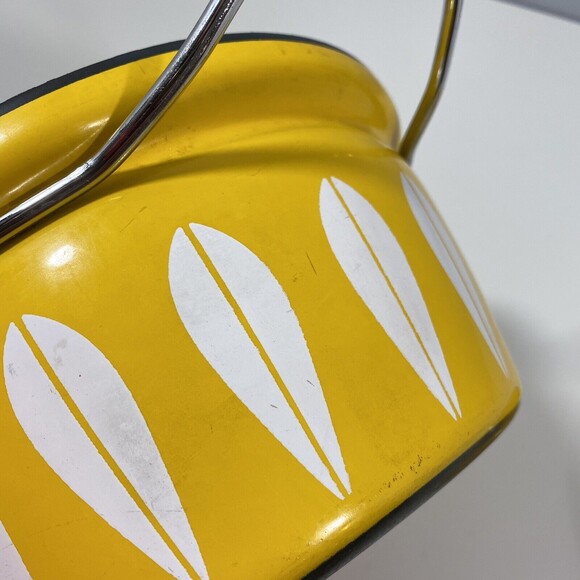 Vintage MCM Cathrineholm 8.5" Pot With Lid Lotus Yellow Norway, See Measurements - Picture 4 of 9